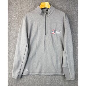 Greyson Mens XXL Heather Grey Belle Tire Logo Quarter Zip Pullover Golf Sweater